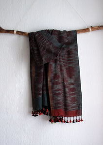 Weicher Schal aus Bio Baumwolle mit Bommeln - Wasser
